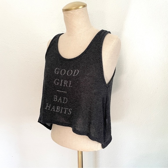 ✨ Abercrombie & Fitch Good Girls Bad Habits Loose Cropped Knit Tank Navy Sz S - Picture 1 of 10